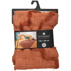 Atmosphera Créateur D'Intérieur Jeté de lit Inca en coton tufté - terracotta 130x180 cm - Atmosphera Outlet