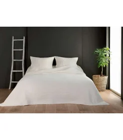 Linder Jeté de lit ivoire capitonné style boutis - 180x240cm - Ecru