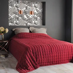 Linder Jeté de lit matelassé et uni (230x250 cm - Rouge)