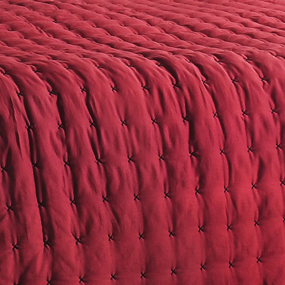 Linder Jeté de lit matelassé et uni (230x250 cm - Rouge)