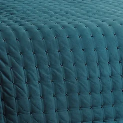 Linder Jeté de lit matelassé et uni (230x250 cm - Bleu)