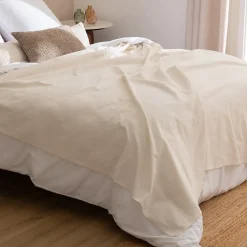 Atmosphera Créateur D'Intérieur Jeté de lit Pollie coton 150x200cm- Beige- Atmosphera Clearance