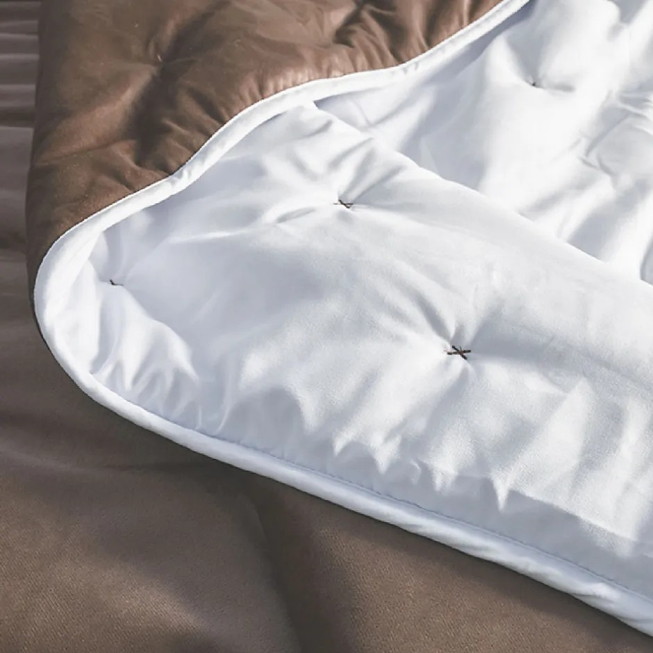 Toison d'Or Jeté de lit réversible en velours et microfibre (150x200 cm - Taupe)