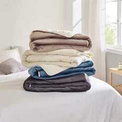 Toison d'Or Jeté de lit réversible en velours et microfibre (150x200 cm - Taupe)