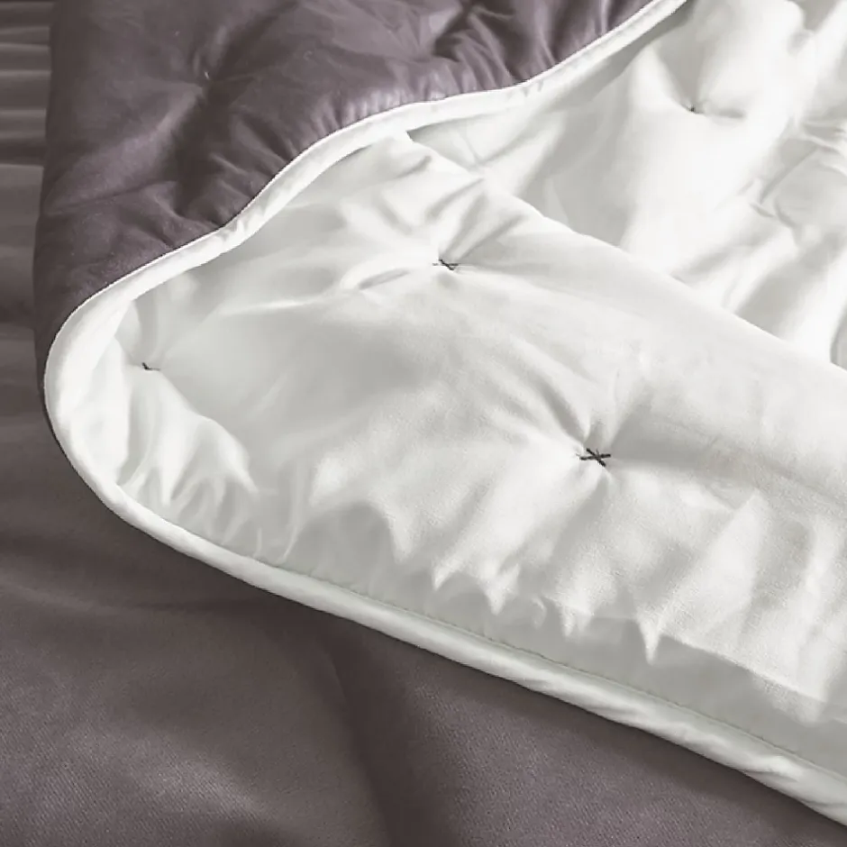 Toison d'Or Jeté de lit réversible en velours et microfibre (150x200 cm - Argent) New
