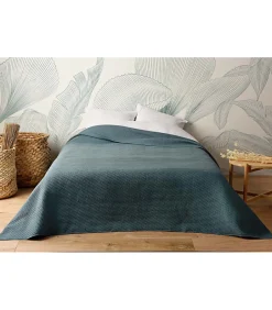 Linder Jeté de lit uni 100% polyester "Hawai" - 250x260cm - Bleu marine