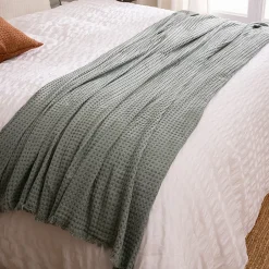 Atmosphera Créateur D'Intérieur Jeté de lit Widdy coton 130x180cm vert céladon - Atmosphera Sale