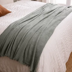 Atmosphera Créateur D'Intérieur Jeté de lit Widdy coton 130x180cm vert céladon - Atmosphera Sale