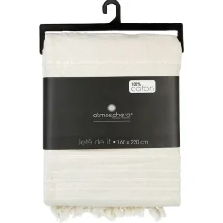 Atmosphera Créateur D'Intérieur Jeté de lit 160x220 ivoire coton