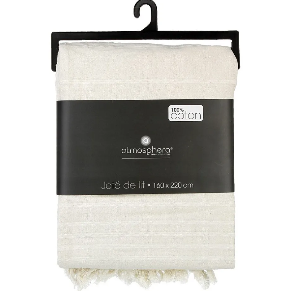 Atmosphera Créateur D'Intérieur Jeté de lit 160x220 ivoire coton