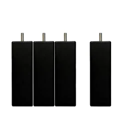 Bellecour Jeu de 4 pieds de lit carrés en bois Noirs Hauteur 20 cm