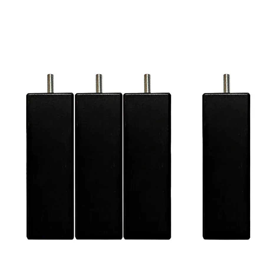 Bellecour Jeu de 4 pieds de lit carrés en bois Noirs Hauteur 20 cm
