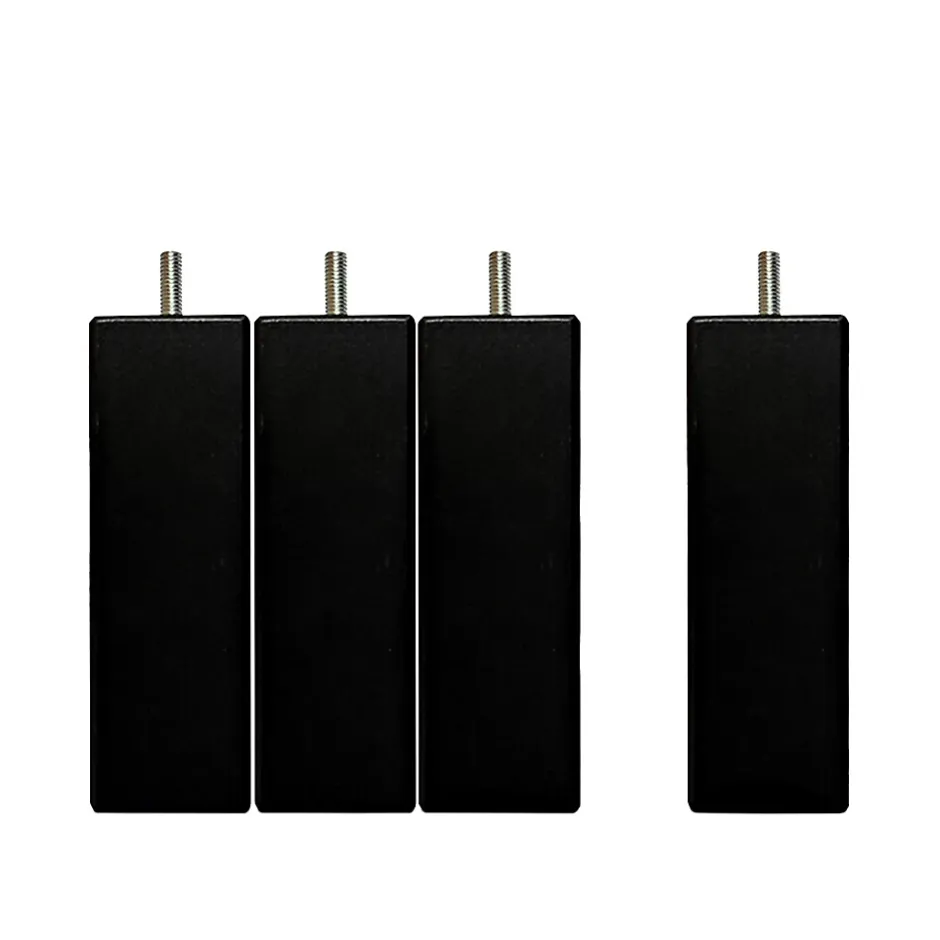 Bellecour Jeu de 4 pieds de lit carrés en bois Noirs Hauteur 15 cm Hot