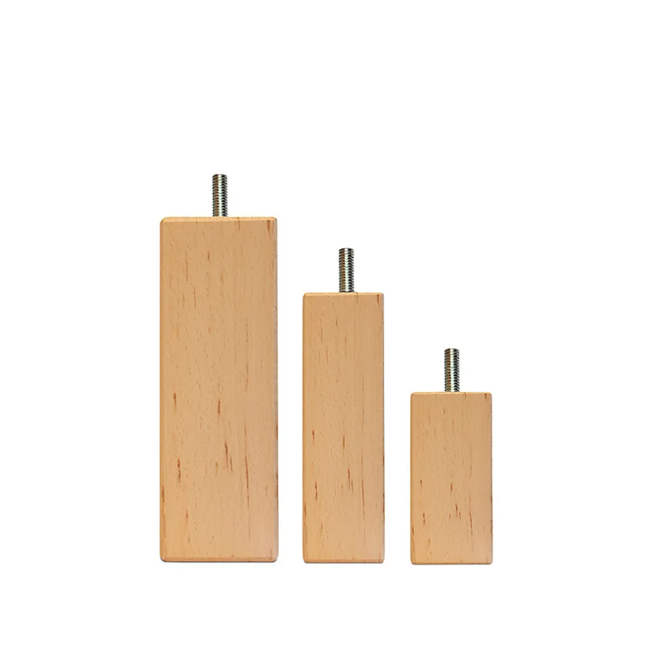 Bellecour Jeu de 4 pieds de lit carrés en bois Hauteur 15 cm