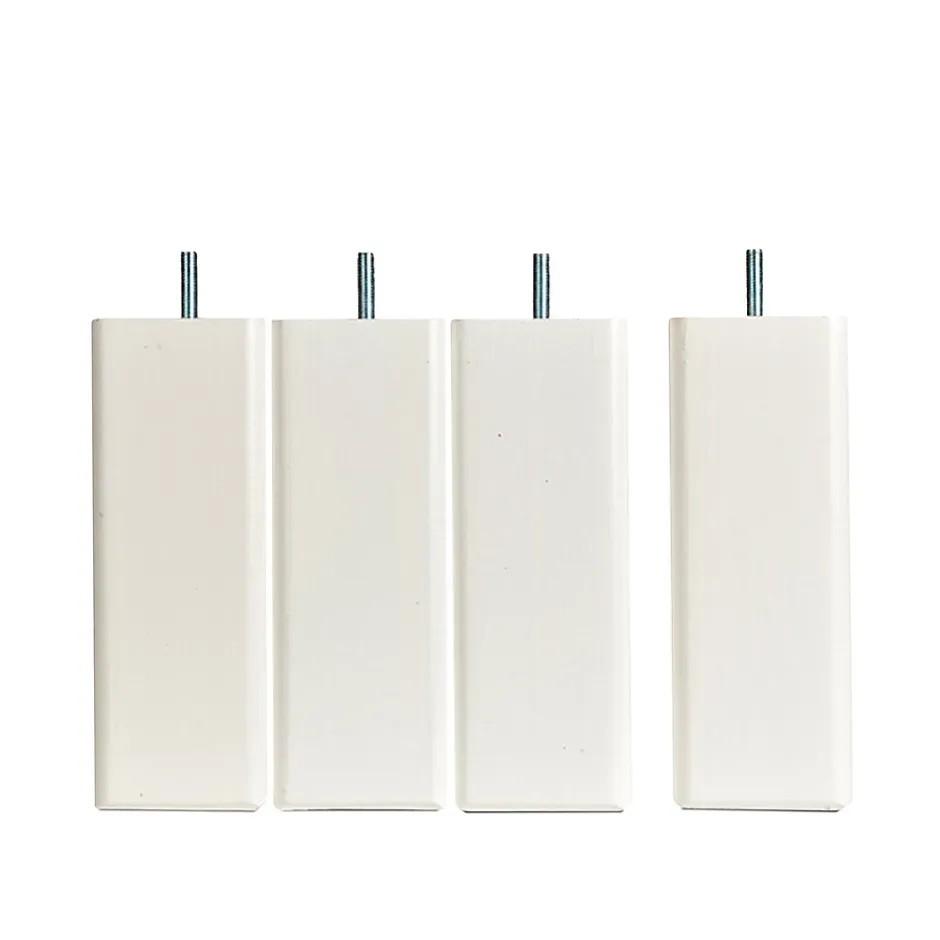 Bellecour Jeu de 4 pieds de lit carrés en bois Blancs Hauteur 20 cm Discount