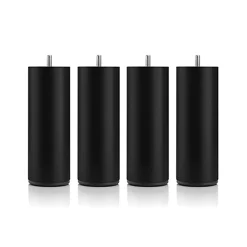 Bellecour Jeu de pieds de lit cylindriques en métal Noirs Hauteur 16 cm (lot de 4) Clearance