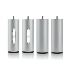 Bellecour Jeu de pieds de lit cylindriques Hauteur 16 cm (2 lumineux + 2 métal Gris)