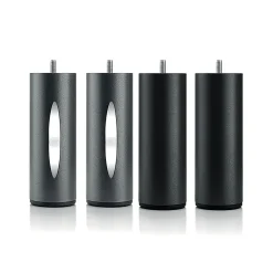 Bellecour Jeu de pieds de lit cylindriques Hauteur 16 cm (2 lumineux + 2 métal Noirs)