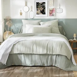 Altobuy JOEL - Chemin de Lit 90x200cm Gaze de Coton Vichy Coloris Eucalyptus Online