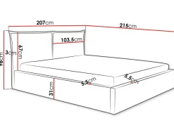 Best Mobilier John - lit coffre - 180x200 cm - en velours - sommier inclus -