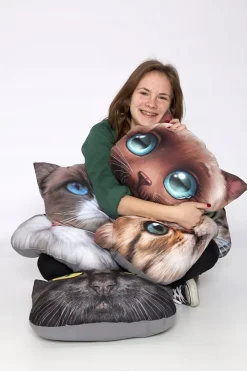 Kadax Coussin à motif imprimé mascotte chat 30x45 cm New