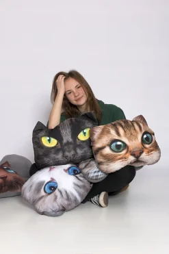 Kadax Coussin à motif imprimé mascotte chat 30x45 cm New