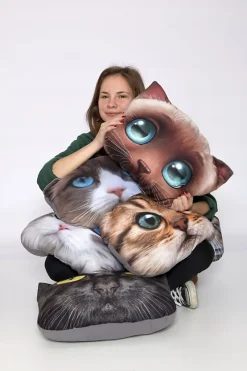 Kadax Coussin à motif imprimé mascotte chat 30x45 cm New