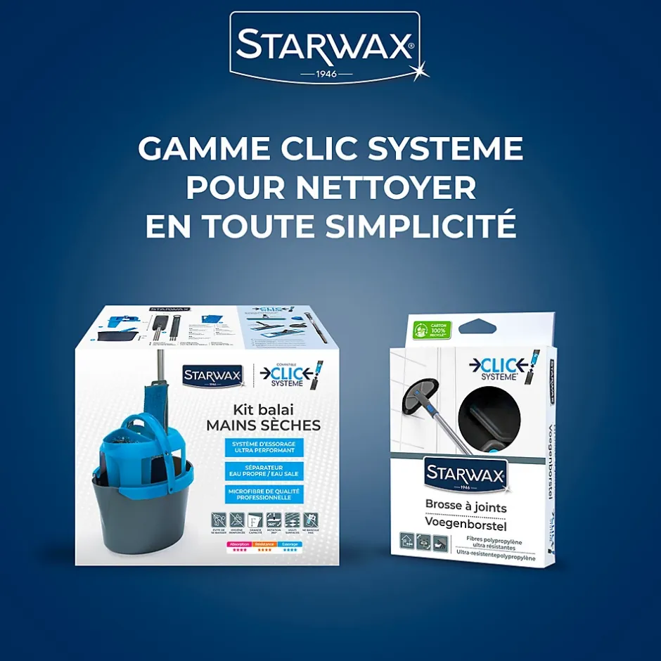 Starwax Kit balai mains sèches compatible clic système New