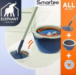 Elephant Kit de lavage Smarteo 1 balai + 1 housse + 1 seau
