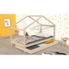 Enfant Weber KOALA Lit cabane enfant avec tiroir - Bois pin massif - Naturel - Sommier inlcus - 90x190cm