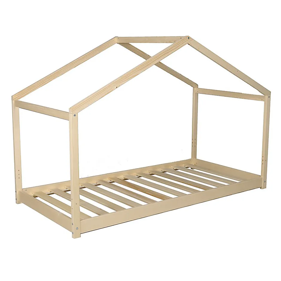 Enfant Weber KOALA Lit cabane enfant avec tiroir - Bois pin massif - Naturel - Sommier inlcus - 90x190cm