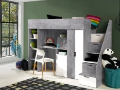 Enfant Abiks Meble KONKRET 14 Lit superposé 247/165/120 (béton/blanc)