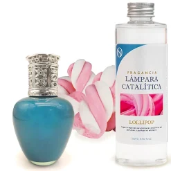 Mamamanuela Lampe catalytique Aqua Marina + Parfum Lollipop 200 ml - Élimine les mauvaises odeurs, parfume et améliore la qualité de l'air