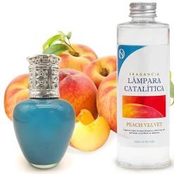 Mamamanuela Lampe catalytique Aqua Marina + Parfum Peach Velvet 500 ml - Élimine les mauvaises odeurs, parfume et améliore la qualité de l'air