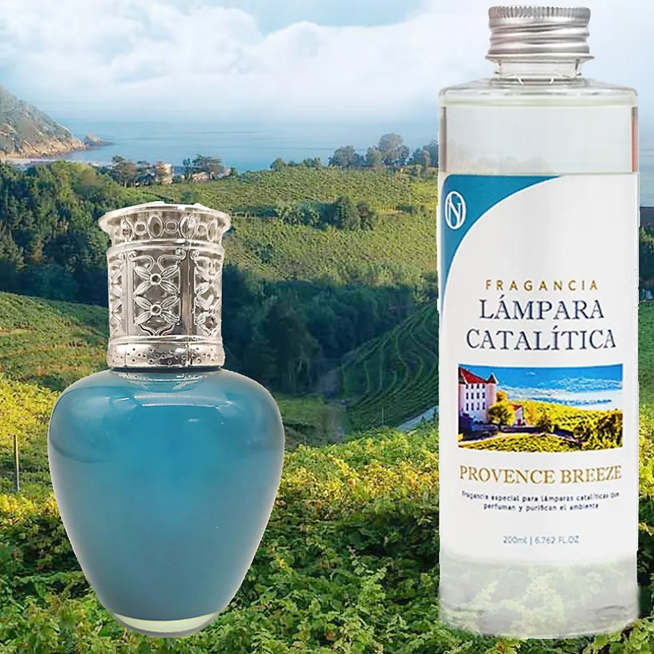 Mamamanuela Lampe catalytique Aqua Marina + Parfum Provence Breeze 200 ml - Élimine mauvaises odeurs, parfume et améliore la qualité de l'air
