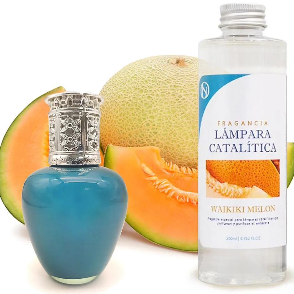 Mamamanuela Lampe catalytique Aqua Marina + Parfum Waikiki Melon 500 ml - Élimine mauvaises odeurs, parfume et améliore qualité de l'air