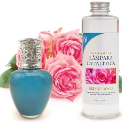 Mamamanuela Lampe catalytique Aqua Marina + Parfum Bed of Roses 200 ml - Élimine les mauvaises odeurs, parfume et améliore la qualité de l'air Best