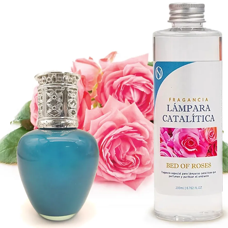 Mamamanuela Lampe catalytique Aqua Marina + Parfum Bed of Roses 200 ml - Élimine les mauvaises odeurs, parfume et améliore la qualité de l'air Best