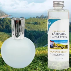 Mamamanuela Lampe catalytique Bleu Gris Mat + Arôme Provence Breeze 200 ml. Élimine mauvaises odeurs, parfume et améliore la qualité de l'air