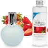 Mamamanuela Lampe catalytique Bleu-Gris Mat + Arôme Wild Strawberry 500 ml - Élimine mauvaises odeurs, parfume et améliore la qualité de l'air