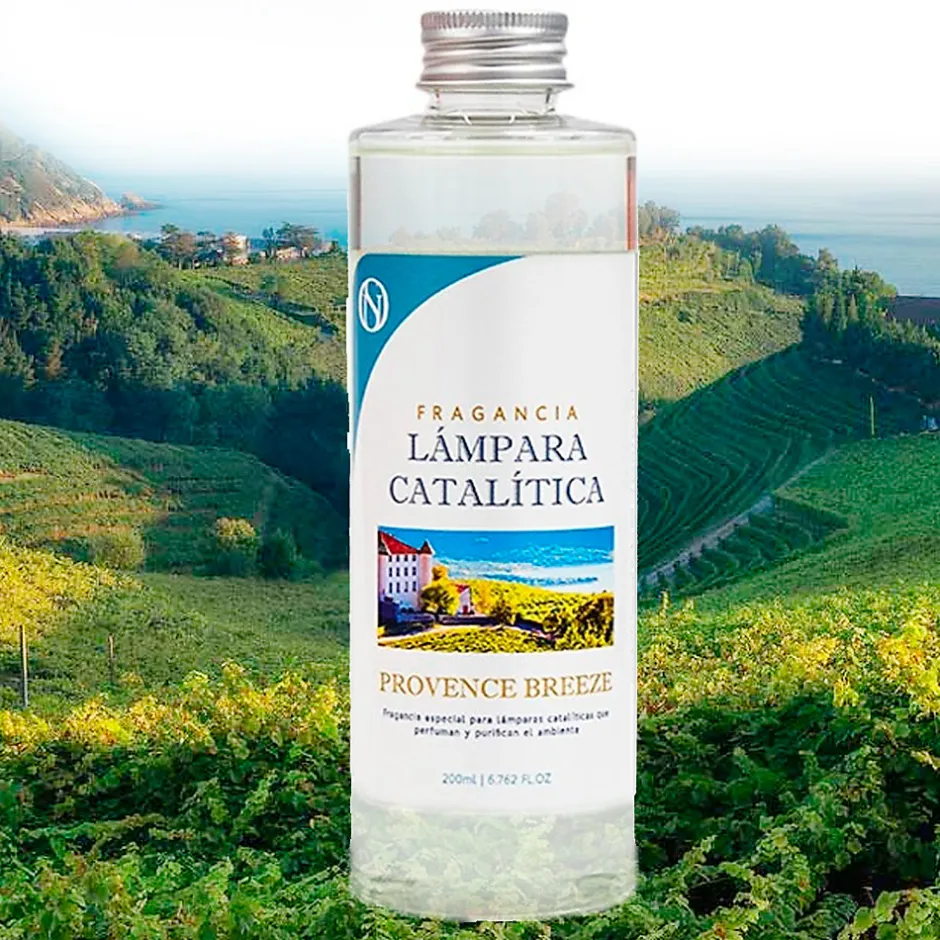 Mamamanuela Lampe catalytique Bleu-Gris Mat + Arôme Provence Breeze 500 ml - Élimine mauvaises odeurs, parfume et améliore la qualité de l'air