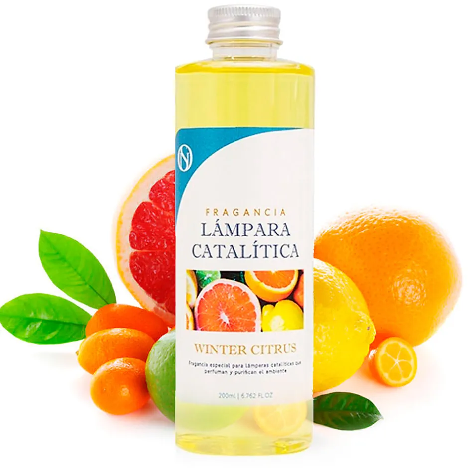 Mamamanuela Lampe catalytique Bleu-Gris Mat + Arôme Winter Citrus 500 ml - Élimine mauvaises odeurs, parfume et améliore la qualité de l'air
