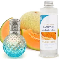 Mamamanuela Lampe catalytique Blue Diamonds + Parfum Waikiki Melon 500 ml - Élimine mauvaises odeurs, parfume et améliore qualité de l'air