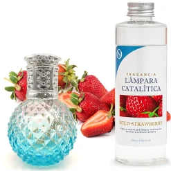 Mamamanuela Lampe catalytique Blue Diamonds + Parfum Wild Strawberry 500 ml - Élimine mauvaises odeurs, parfume et améliore qualité de l'air New