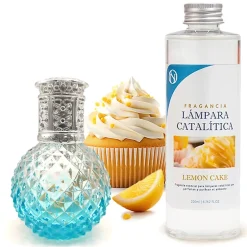 Mamamanuela Lampe catalytique Blue Diamonds + Parfum Lemon Cake 200 ml - Élimine les mauvaises odeurs, parfume et améliore la qualité de l'air Outlet