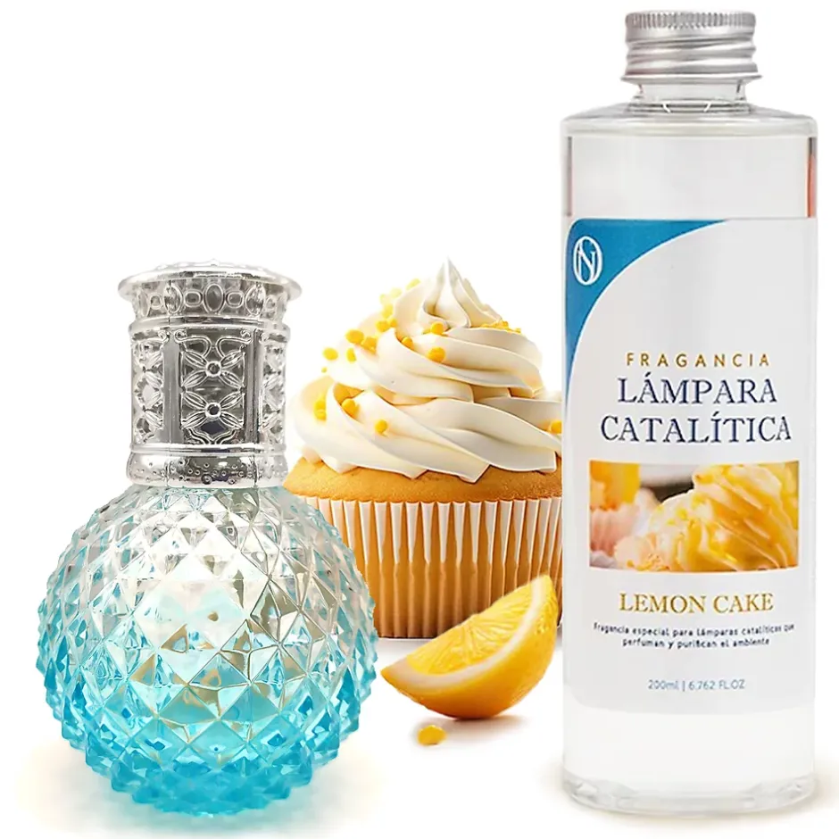 Mamamanuela Lampe catalytique Blue Diamonds + Parfum Lemon Cake 500 ml - Élimine les mauvaises odeurs, parfume et améliore la qualité de l'air Clearance