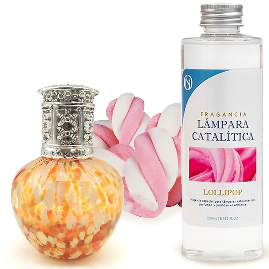 Mamamanuela Lampe catalytique Drops Orange + Parfum Lollipop 500 ml - Élimine les mauvaises odeurs, parfume et améliore la qualité de l'air