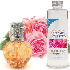 Mamamanuela Lampe catalytique Drops Orange + Parfum Bed of Roses 500 ml - Élimine mauvaises odeurs, parfume et améliore la qualité de l'air New