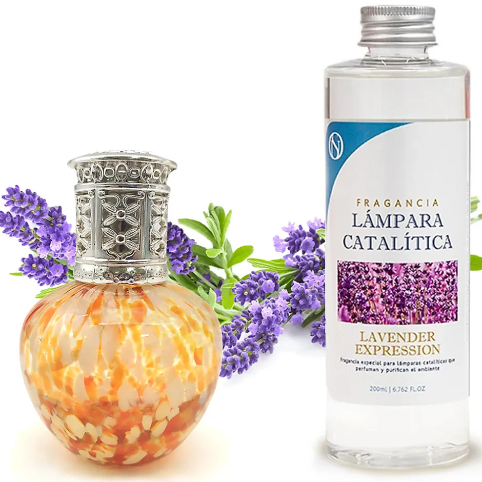 Mamamanuela Lampe catalytique Drops Orange + Lavender Expression 200 ml - Élimine les mauvaises odeurs, parfume et améliore qualité de l'air