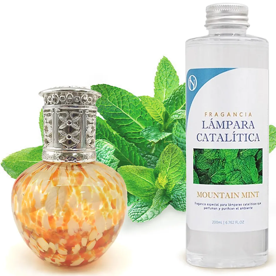 Mamamanuela Lampe catalytique Drops Orange + Parfum Mountain Mint 500 ml - Élimine mauvaises odeurs, parfume et améliore la qualité de l'air